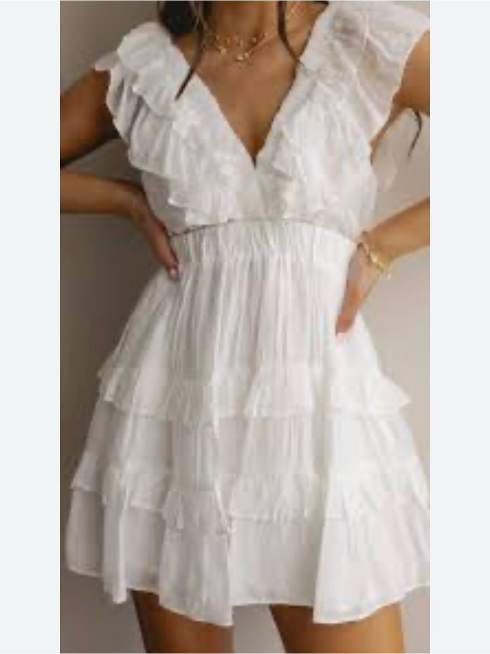Mustard Seed White Ruffle Mini Dress Small Cottagecore Romantic Tiered